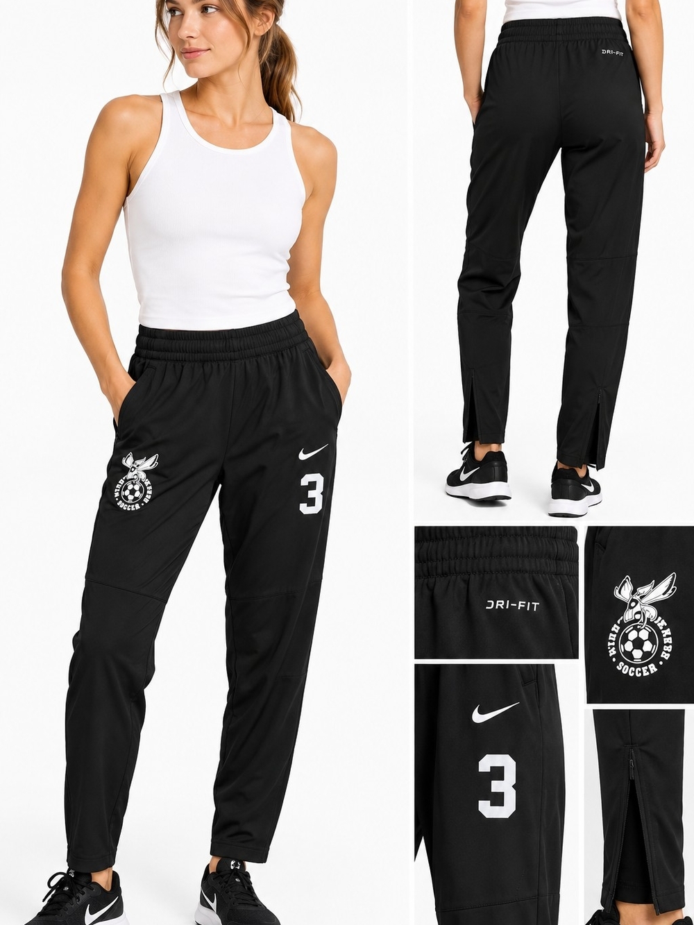 Nike Women's Black Dri-FIT Soccer Track Pants Sz S Elastic Waistband Sporty